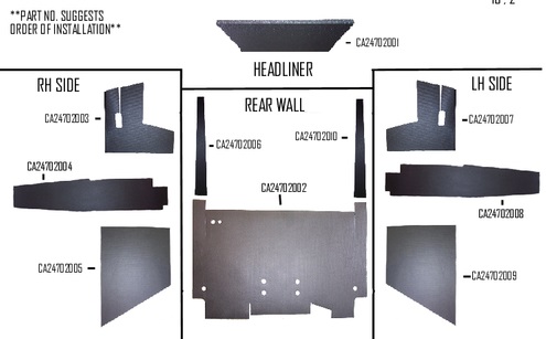 UCA99203     Cab Kit with Headliner---Black---2470, 2670, 2870---Models with 1 Door